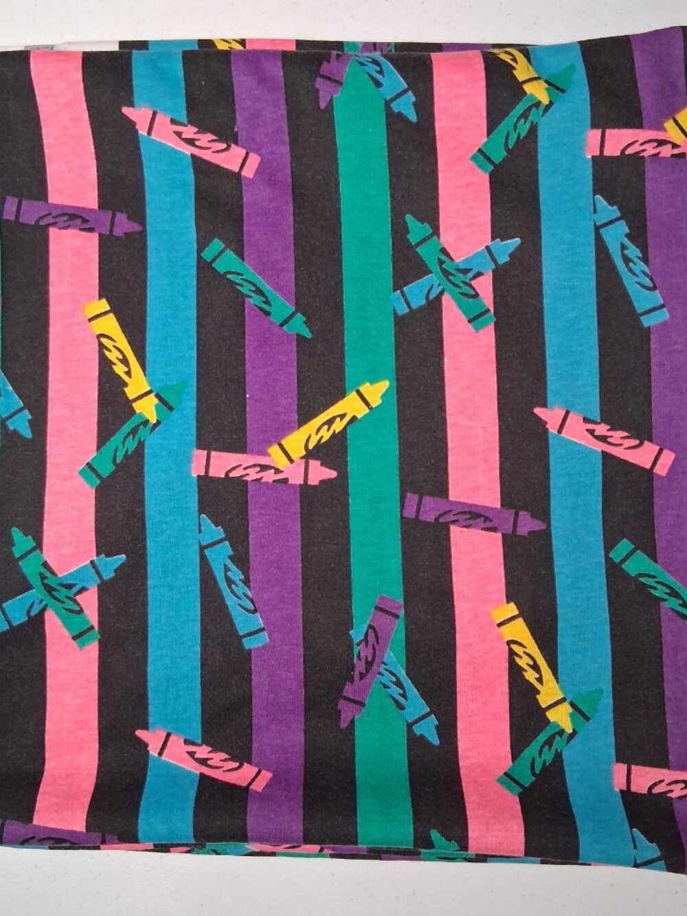Vintage 90s Crayon Stripe Sewing Fabric Material Knit Stutz Horowitz Sew 55x61" - Picture 2 of 16